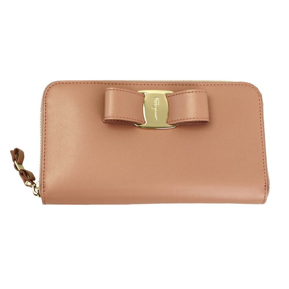 Ferragamo pink leather Wallet long Vara Ribbon Rose Pink multicolor interior - Picture 1 of 4